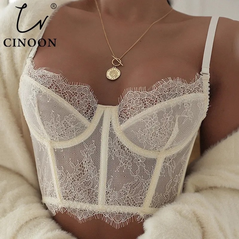 Bra Women 's  Embroidery Bralette Adjustable Shoulder Strap Removable - White S